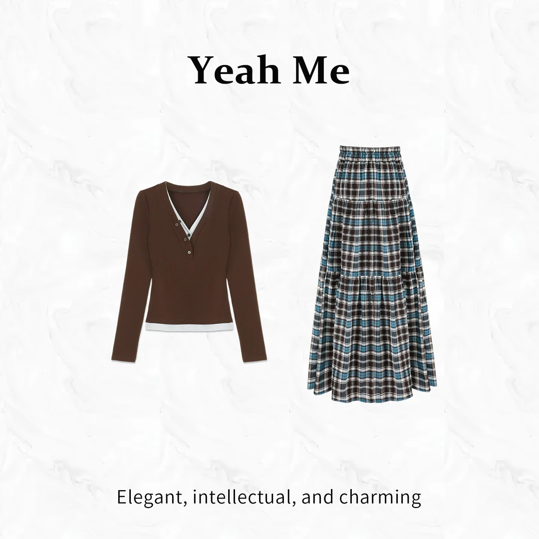 Yeah Me/也觅【枫叶笛语】秋季新品裙子套装美式学院风百搭套装女装