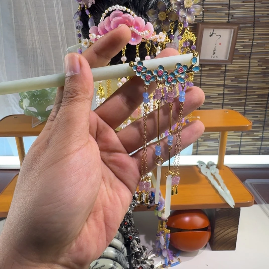 蛇纹石玉合金发饰