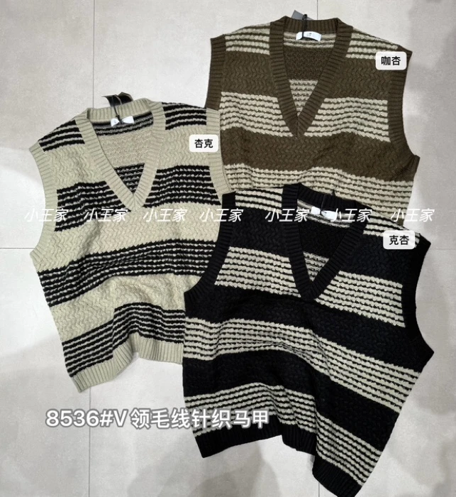 叨叨推荐款 XW#8536#重工粗织V领马甲 FL