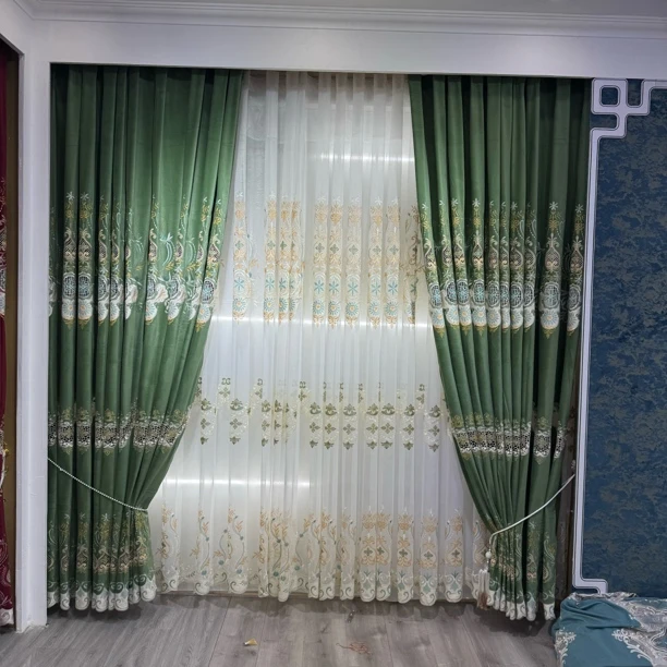 橘色卧室窗帘成品高档窗帘