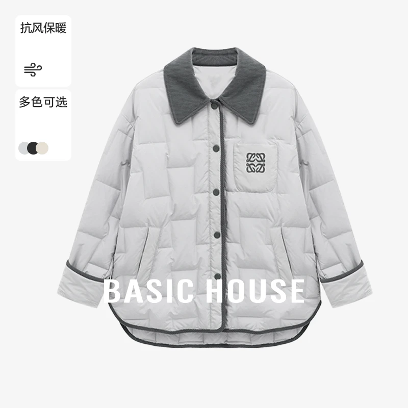 Basic House/百家好冬季新款时尚翻领鹅绒服B0625B5EAP2