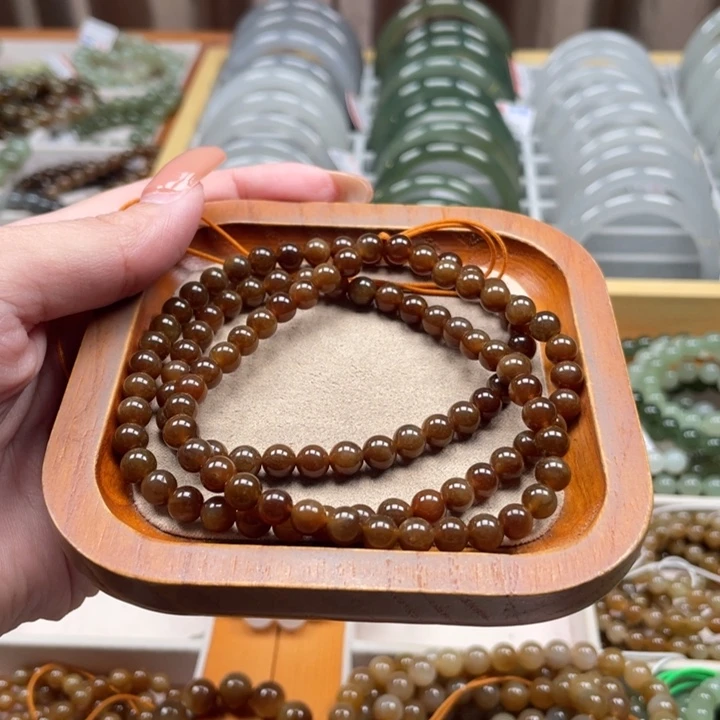 和田玉珠串6mm未镶嵌?****?