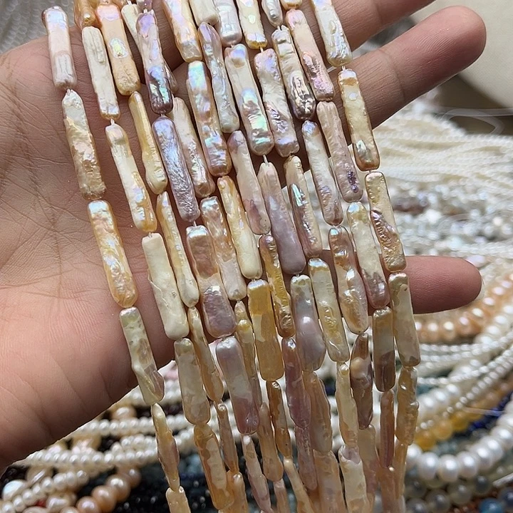 未镶嵌珠宝半成品淡水珍珠一条银条巴洛克珍珠