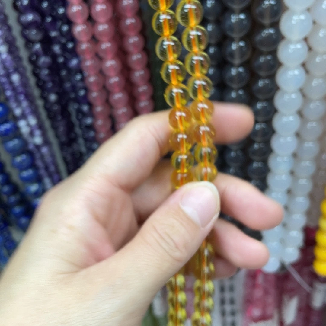 玛瑙/玉髓未镶嵌半成品7a黄水晶8mm散珠