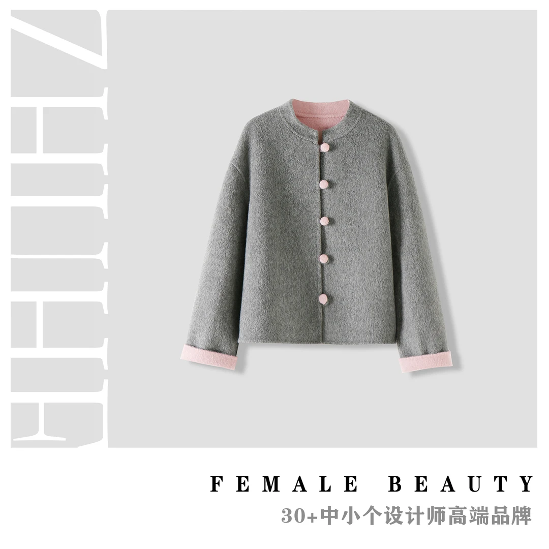 ZHUHE祝赫-新中式时尚秋冬小个子毛呢外套-5QWZH217