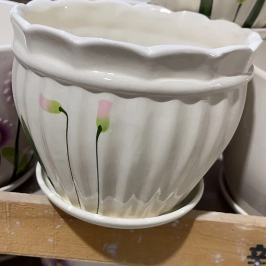 多肉绿植陶瓷花盆9.9包邮，有孔