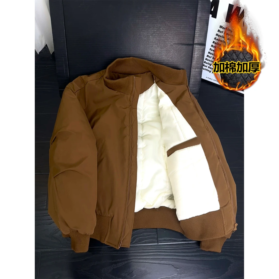 bomber美式飞行夹克棉服男冬短款立领廓形外套加厚保暖不臃肿棉衣