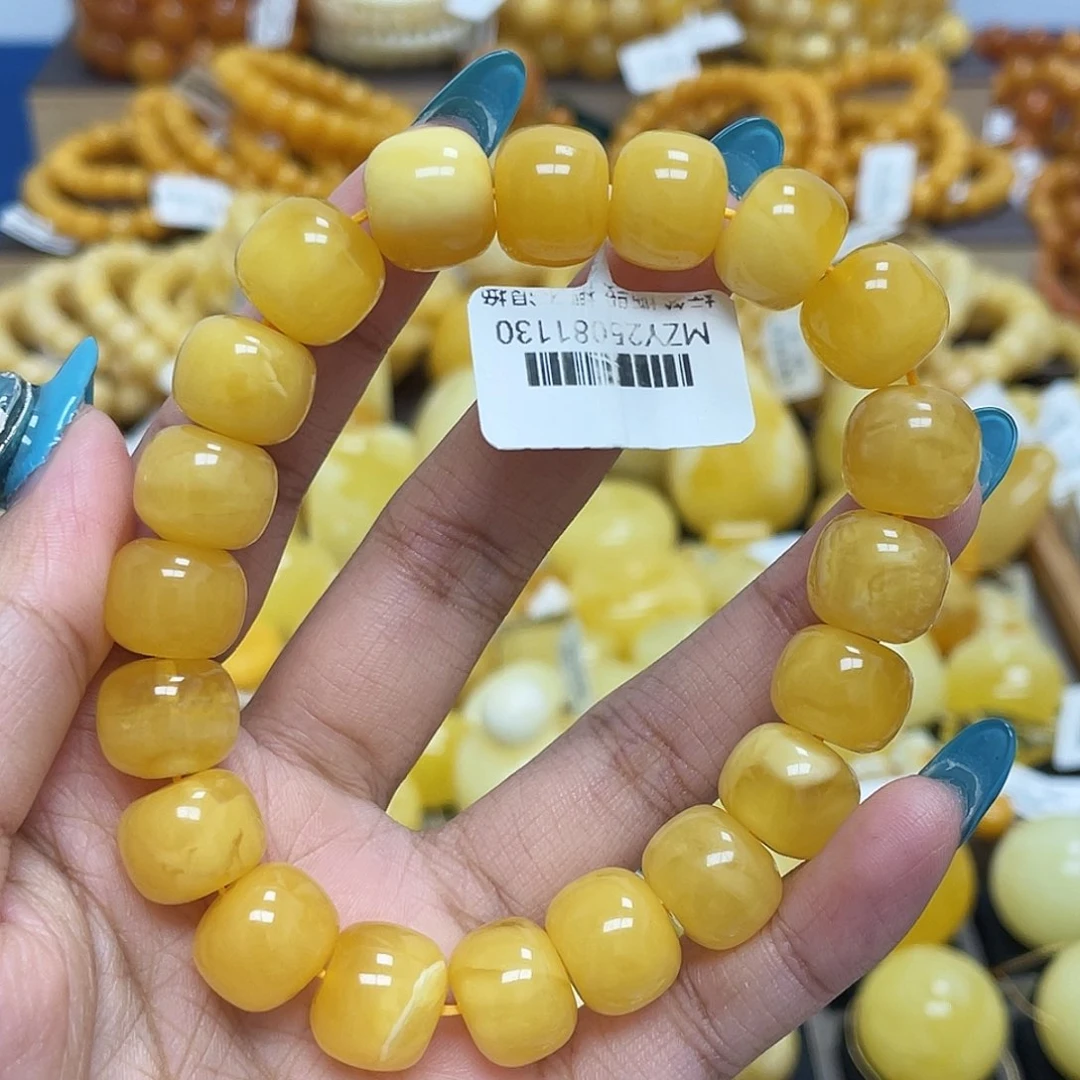 蜜蜡未镶嵌珠宝奇石12+mm老型手串瑕