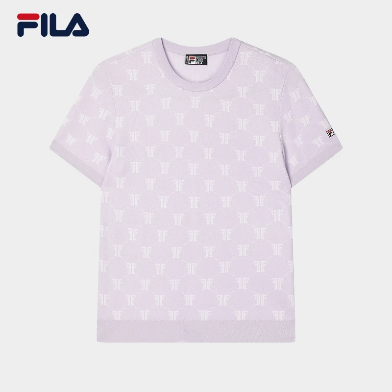 Fila/斐乐女款运动舒适百搭圆领针织短袖舒适时尚休闲F11W448415F