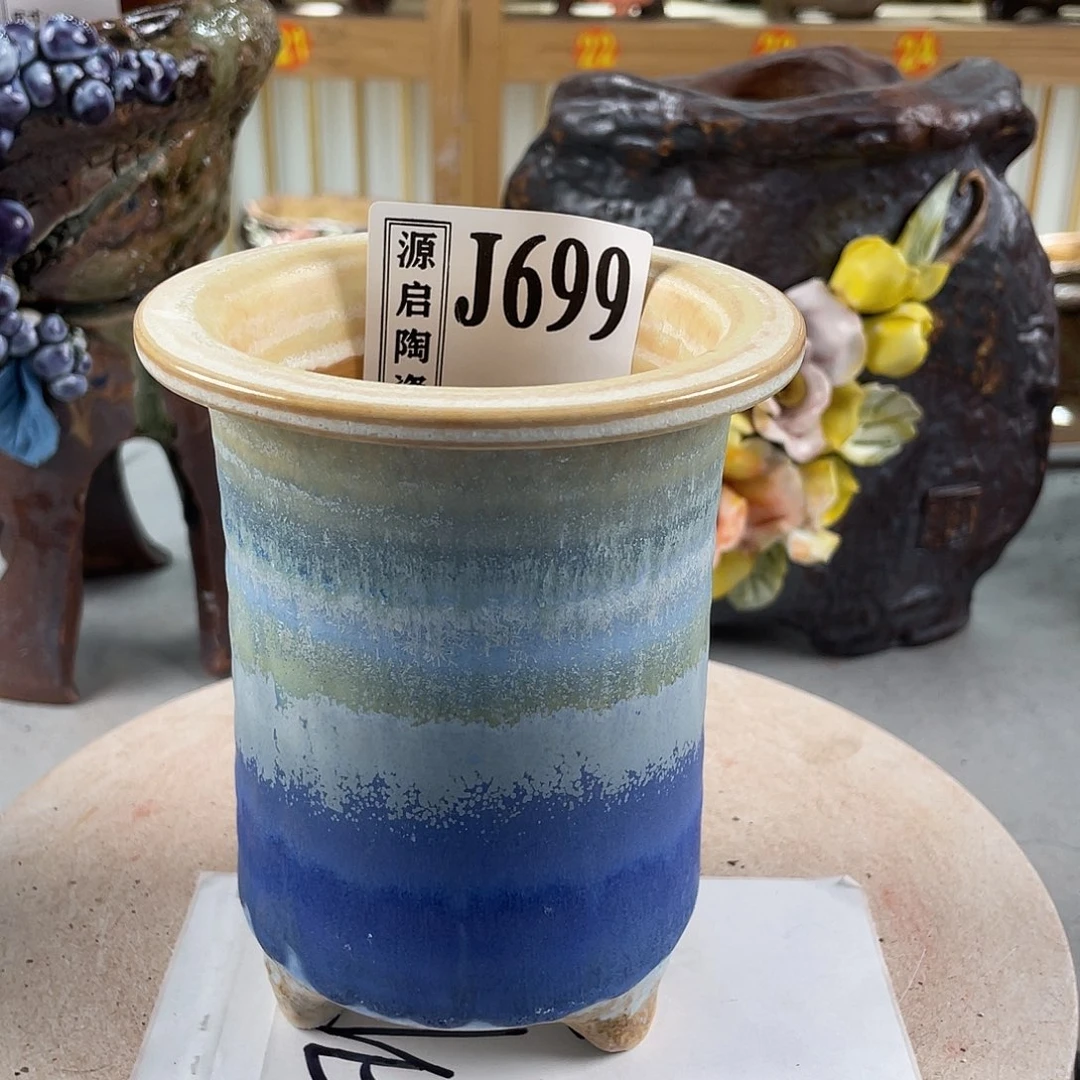 紫砂花盆景德镇陶瓷手工花盆699