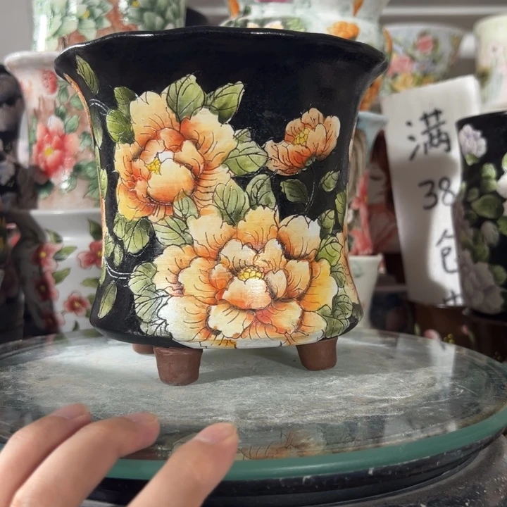 景德镇手绘花盆满38包邮偏远地区除外