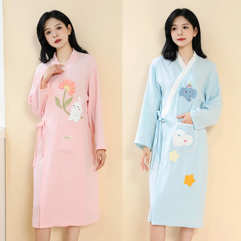 【如之纺】A类纯棉纱布浴袍春夏透气浴裙成人男女学生洗澡可穿浴巾