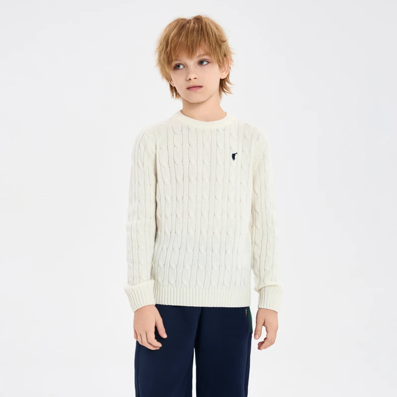 【怕冷选它】POLOWALK童装冬圆领针织衫羊毛男女童AMRW432B0022