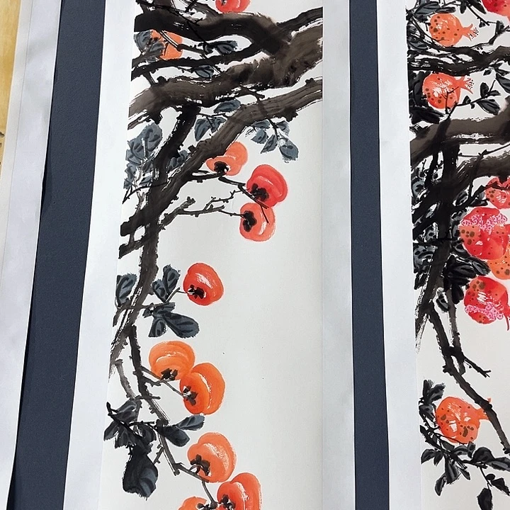 国画淡**志四尺对开李建海