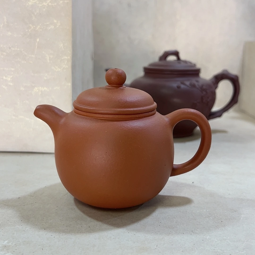 茶壶紫砂吾*跑尊 红泥 半手工
