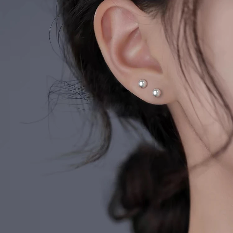 【馒头珠】[特小]天然淡水无核珍珠耳钉小巧精致百搭珍珠耳钉