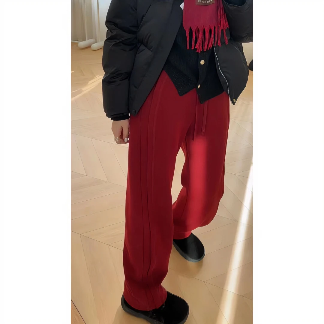 热岩绒自发热 一体超保暖宽松显瘦休闲裤23-530