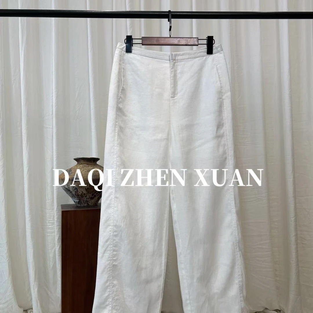【大齐甄选】高级感薄款亚麻夏季宽松显瘦休闲阔腿裤25-92593