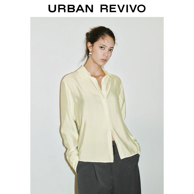 UR2025秋季新款女装简约休闲百搭长袖开襟衬衫UWG250042