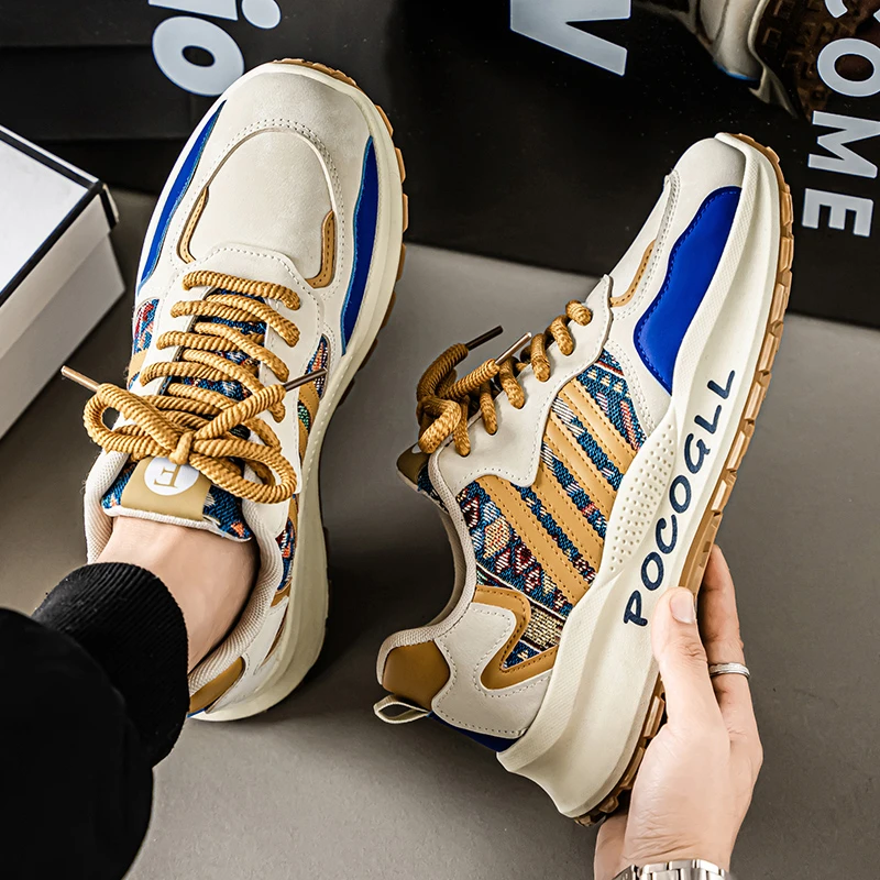 男鞋夏季2025新款百搭跑步休闲运动鞋青少年软底防滑老爹鞋