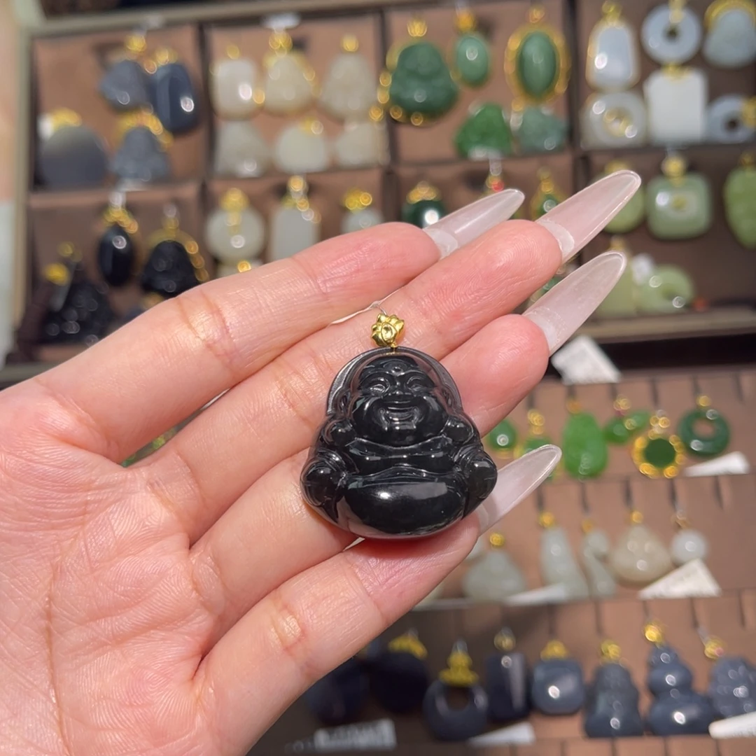 小***胖和田玉18K金镶嵌吊坠(赠链)