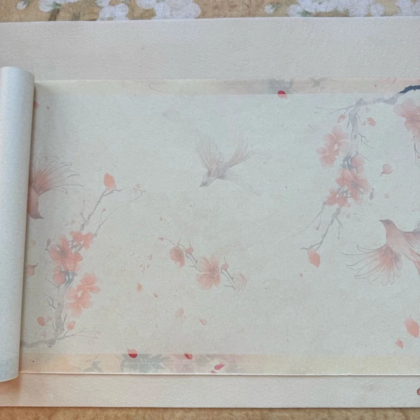 勤文堂宣纸【丹禽戏花·楮皮长卷】1卷（34*1000cm）