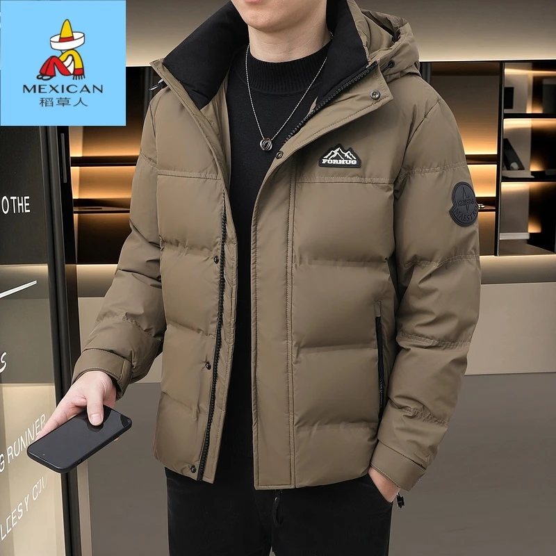 稻草人羽绒服男冬季新款男士连帽休闲百搭保暖中青年防风外套