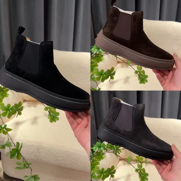 男士高品质高帮牛皮磨砂鞋