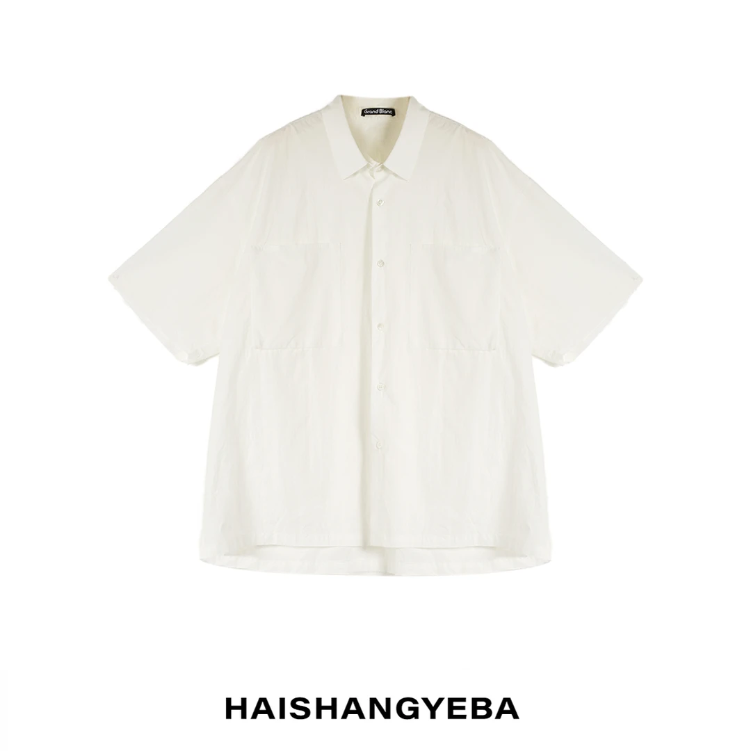 【海上叶爸】新款2025夏季百搭棉男女同款宽松短袖衬衫