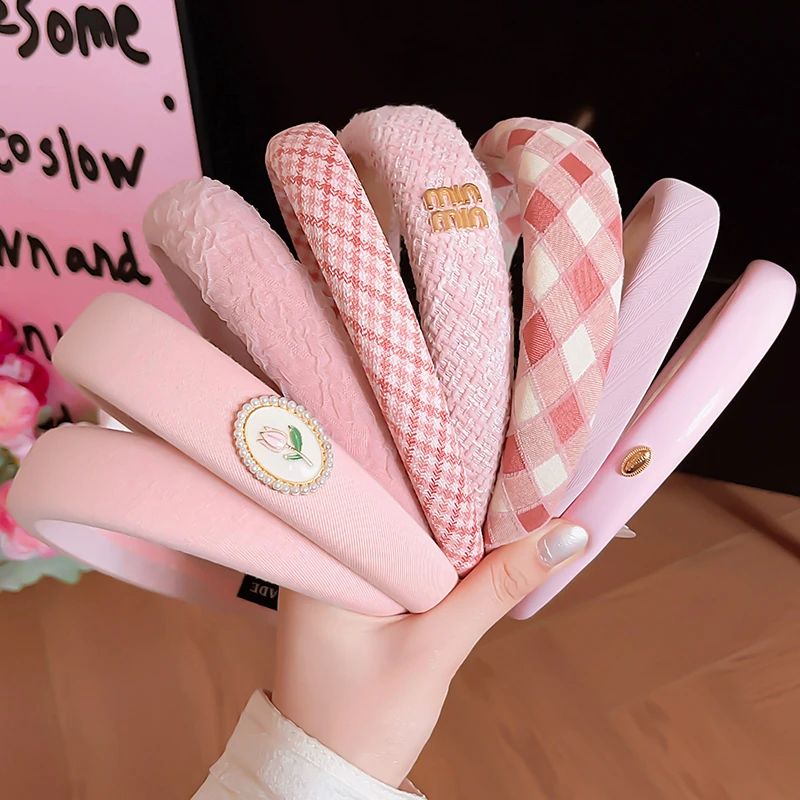 粉色高颅顶发箍女高级感气质显脸小头箍2025新款多巴胺彩色发饰