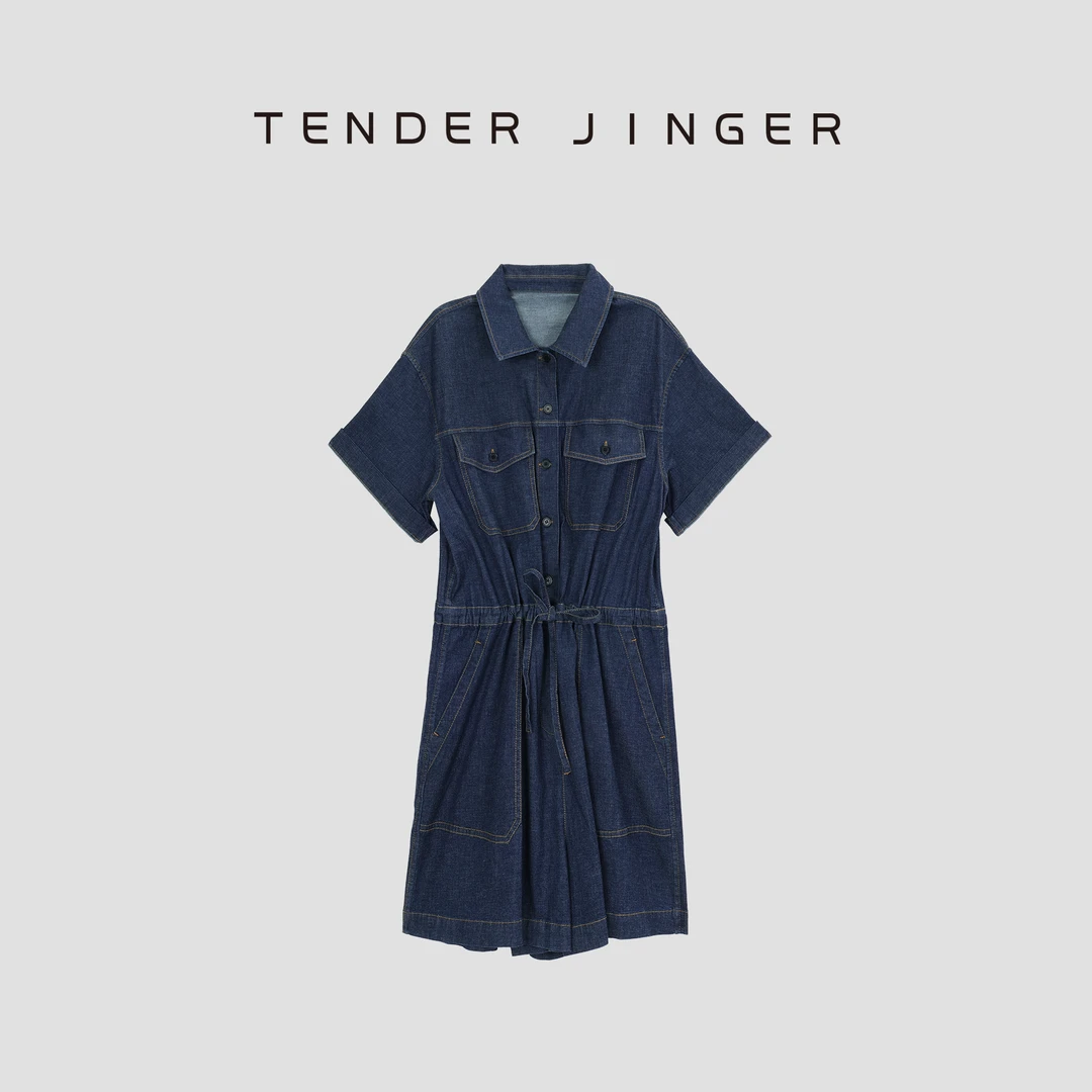 Tender Jinger【BASICS】2024夏百搭环保牛仔连体裤T42HMD77390