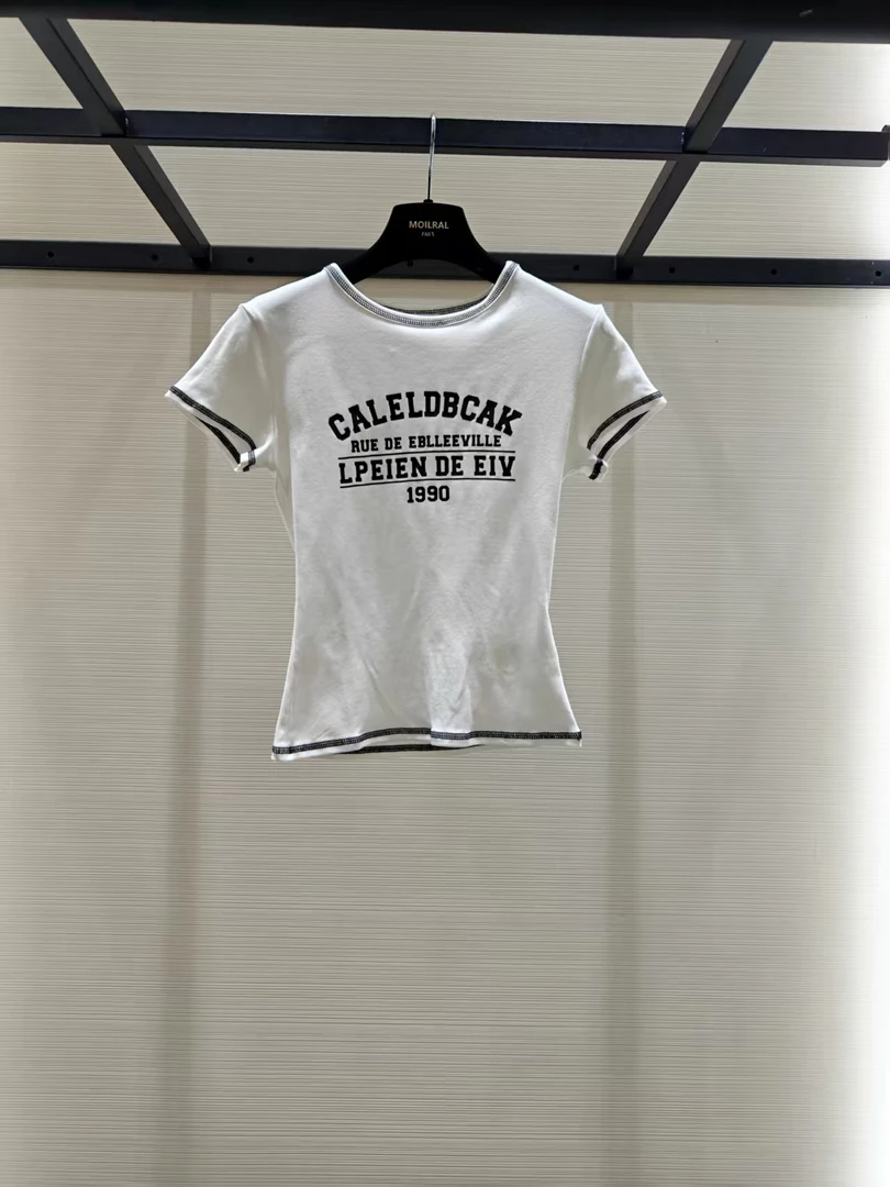 MO新款撞色圆领休闲百搭英文印花短袖T恤  XM2511739