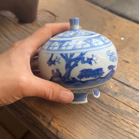 蜜安罐瓷香炉锡茶则