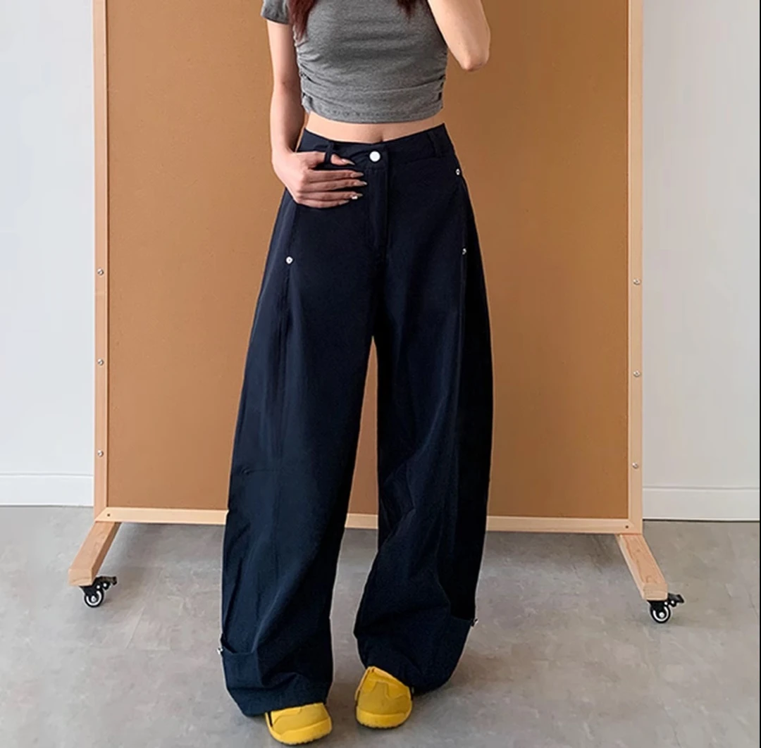 弯刀休闲裤女2025新款美式显瘦宽松百搭弯刀阔腿裤