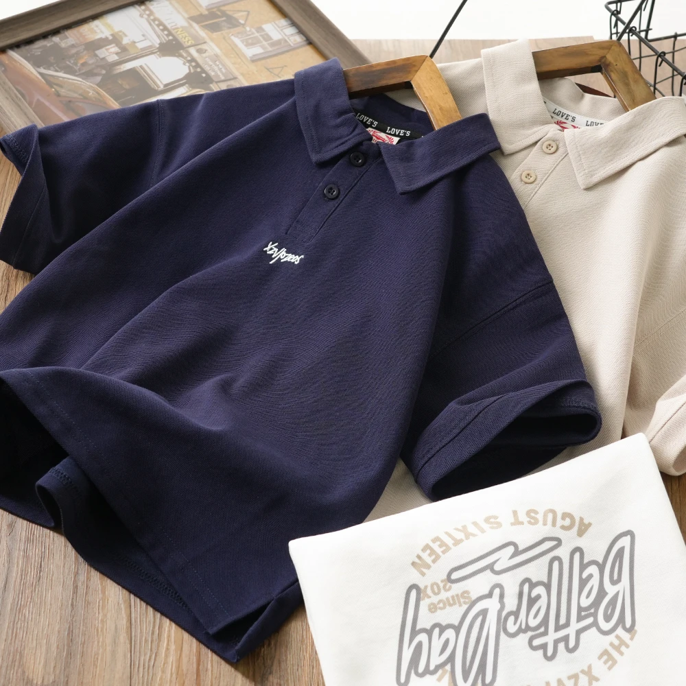 男童夏季新款时尚街头字母短袖polo衫中大童儿童翻领洋气S880