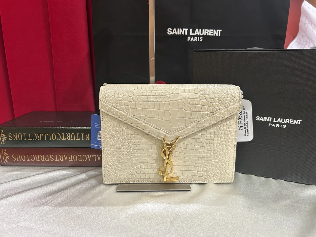 99新 YSL/圣罗兰 壹所奢品/YSL Cassandra白金鳄压纹小号链条包