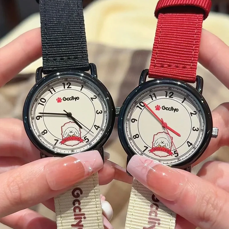 GCCLIYO潮流美式小狗手表情侣同款对表高颜值防水男生女生可戴