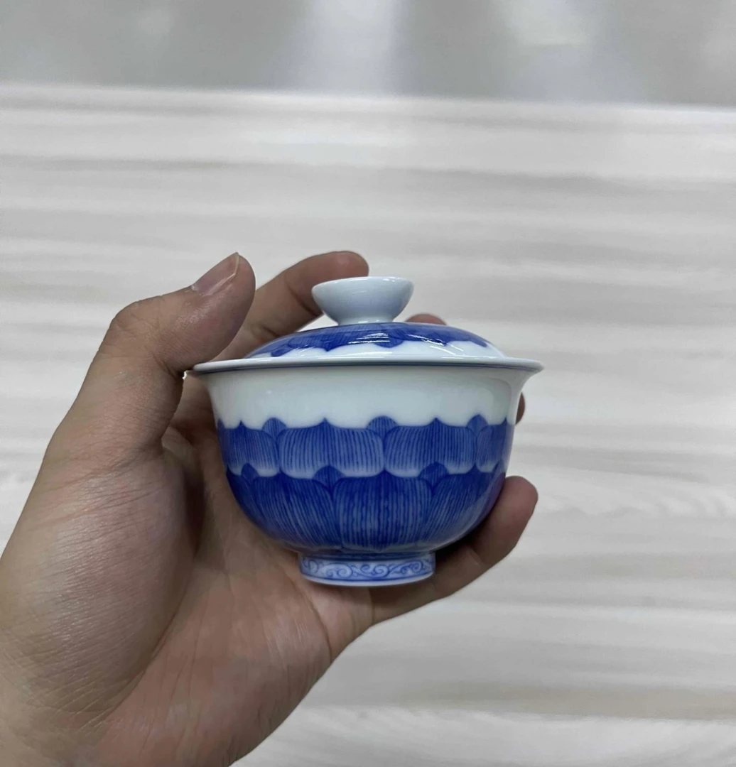 妙色 青花佛莲盖碗（小）