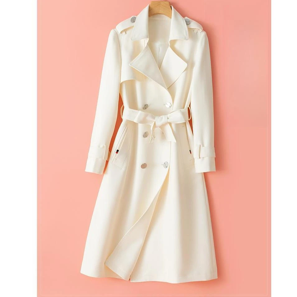 〈纪朵研〉1277高品质减龄风衣中长款新款垂感高端气质双排扣外套