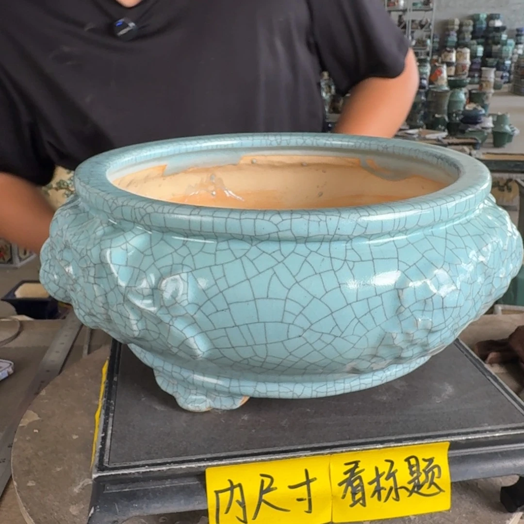 一风堂石湾花盆。瑕疵，小黑点，内口26^12