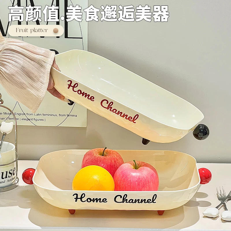 宫廷风方形果盘客厅茶几大容量水果干果盘新年糖果盒零食收纳盘