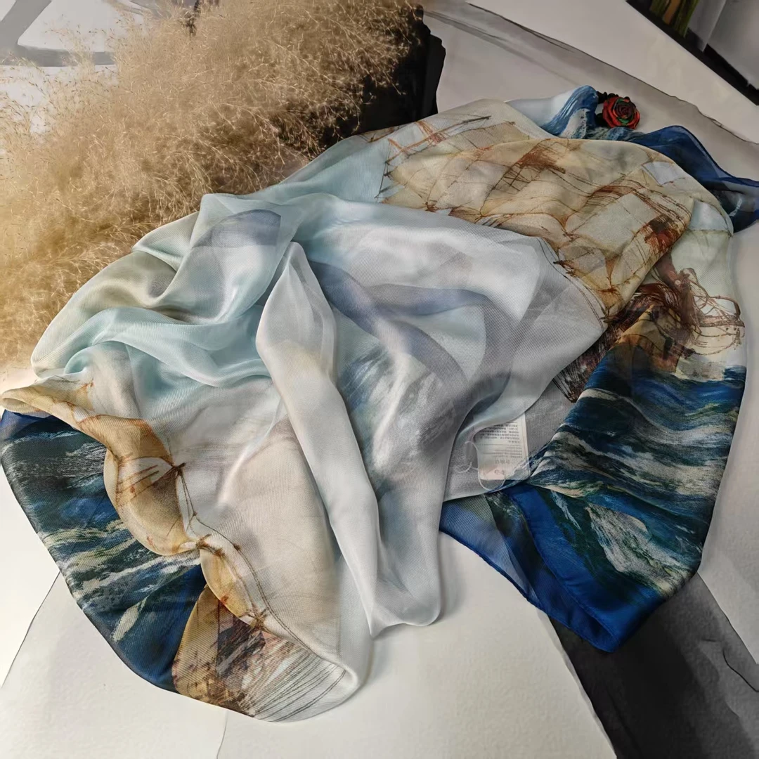 【航海家】高端云朵纱130*180女士品质丝巾长条薄款爆款围巾丝-H16