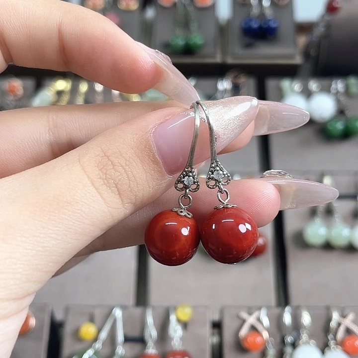 玛瑙/玉髓耳饰银S925镶嵌12左右