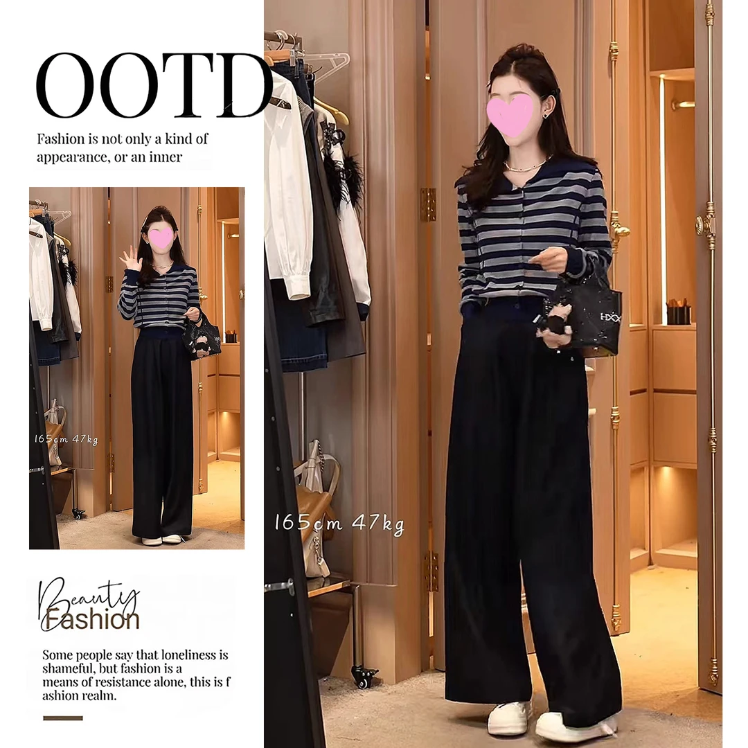 多娜同款女装小个子慵懒风翻领针织衫女秋季新款复古气质百搭上衣