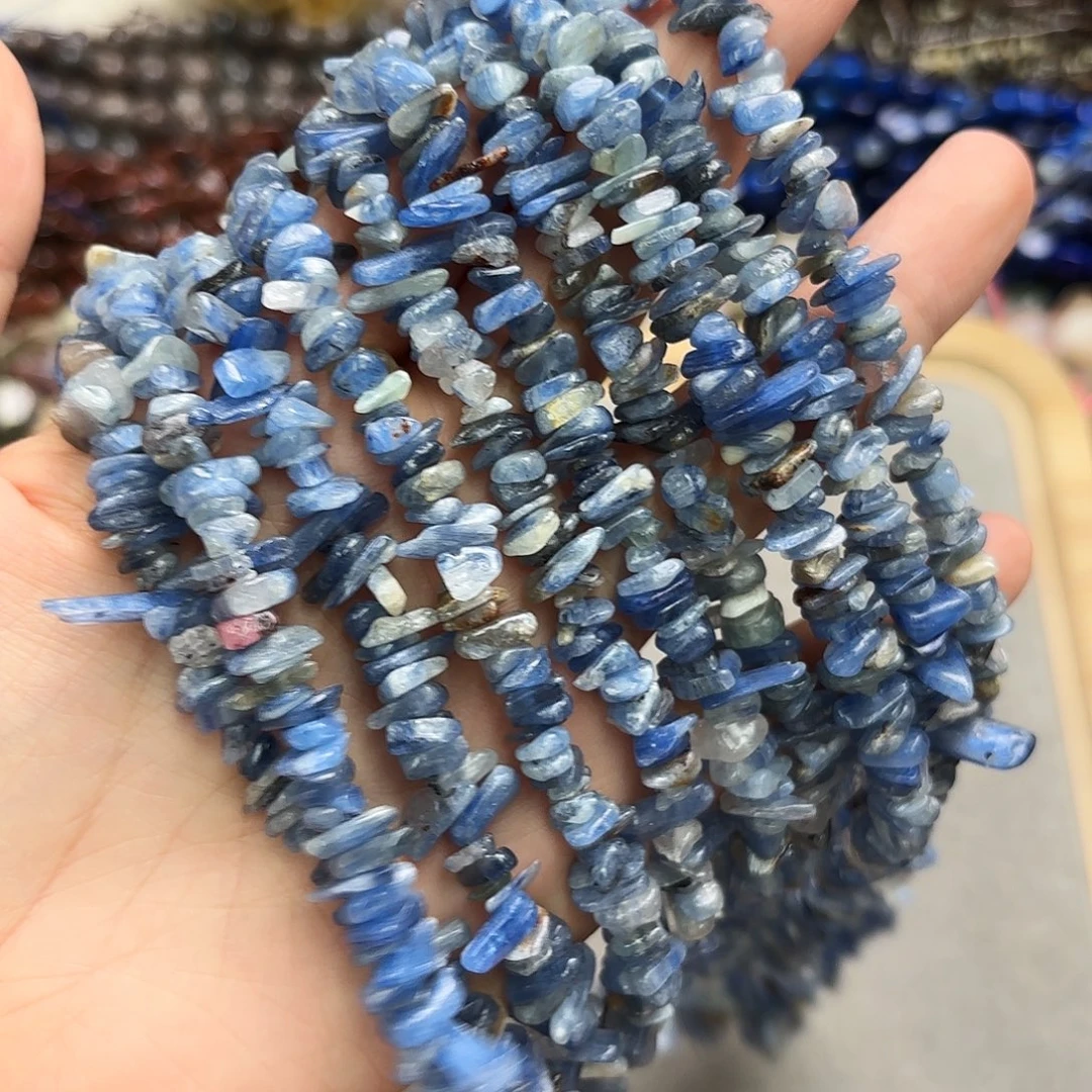 未镶嵌玛瑙/玉髓珠宝半成品5-8蓝晶碎石一条长75-80
