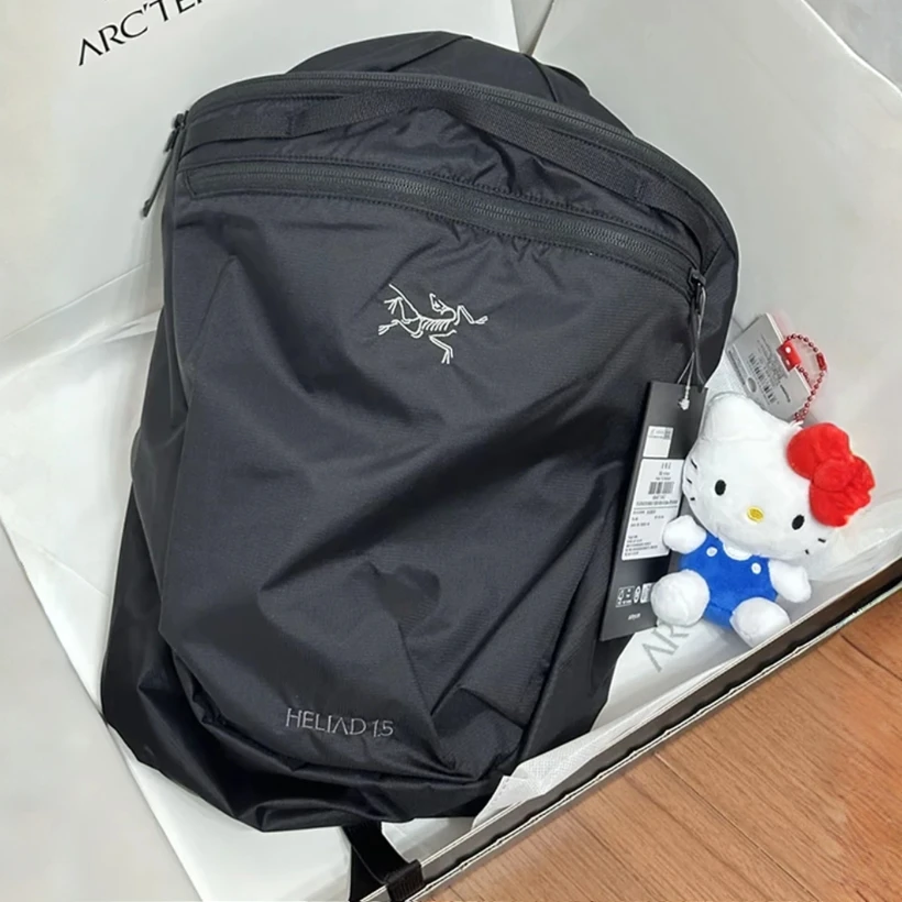 ARC'TERYX/始祖鸟Heliad15L刺绣标志双肩包男女同款情侣款 黑色