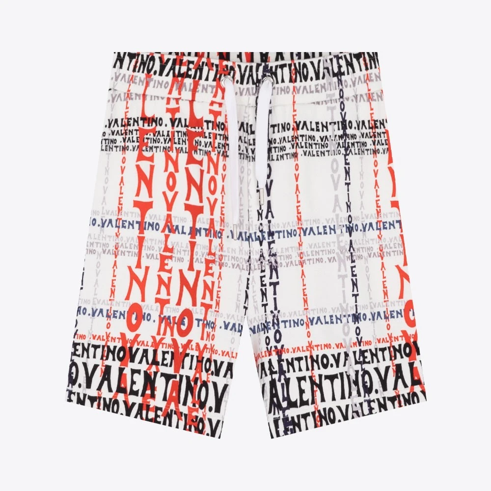 VALENTINO华伦天奴logo满印抽绳男运动直筒短裤1V3MD03L8N76SE