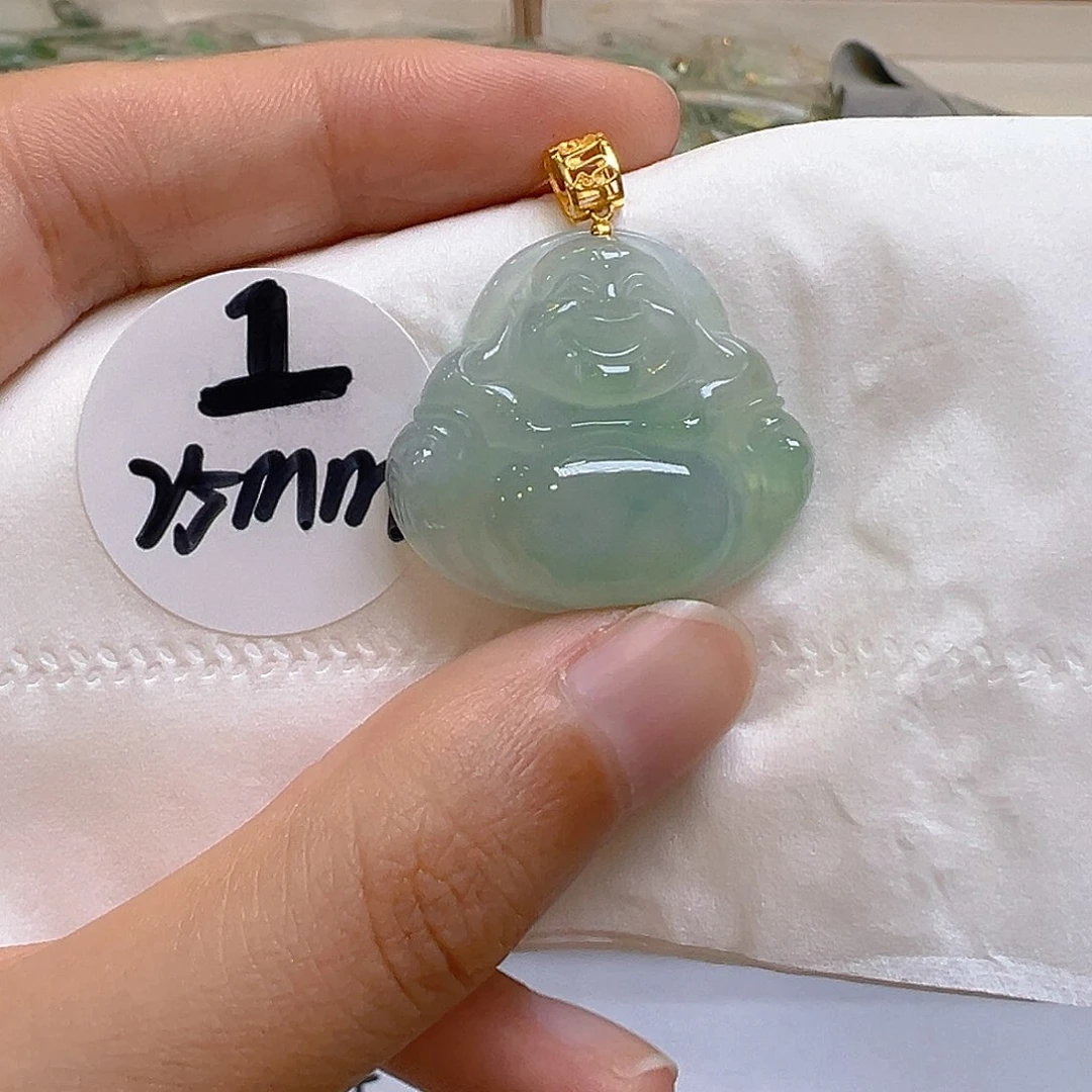翡翠18K金镶嵌吊坠(不含链)翡翠
