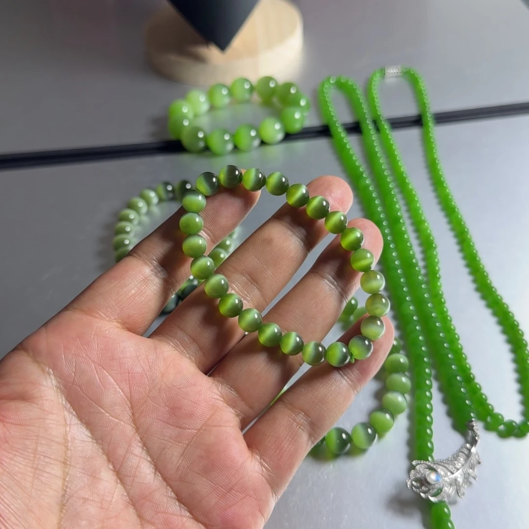 手串未镶嵌和田玉（碧玉）冰*铁