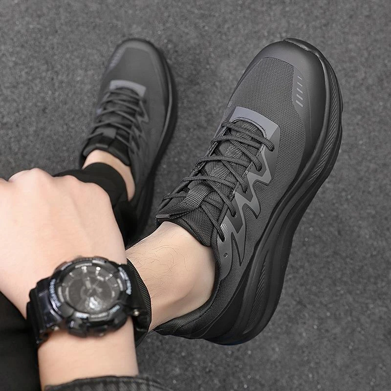 男鞋2025新款秋透气网面运动鞋潮牌百搭网面鞋高级感厚底飞织网鞋